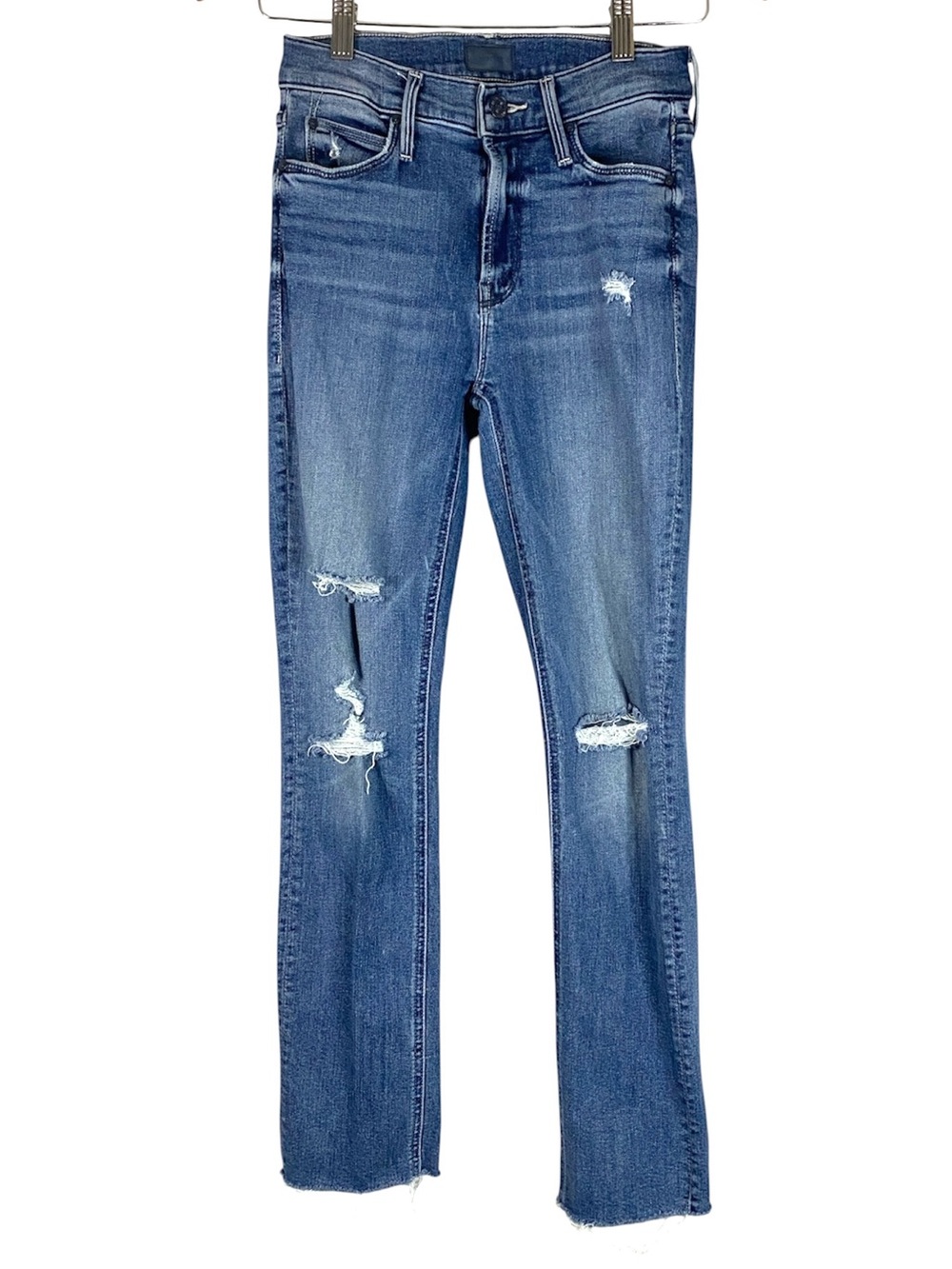 MOTHER Women's The Mid Rise Dazzler Ankle Fray Blue Denim Jeans Size 25